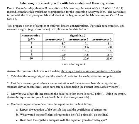 Solved Laboratory Worksheet Practice With Data Analysis And Worksheets Library