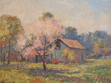 Apple Blossoms On The Flat Field By Earl North Early 1980s Oil On