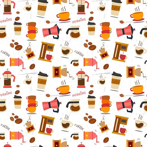 premium vector flat coffee stuff pattern seamless