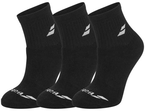 Babolat Quarter 3 Pairs Pack Socks Black Black TennisMaster