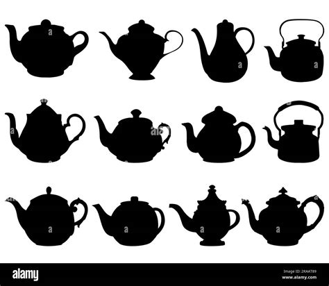 Set Of Teapot Silhouette Stock Vector Image Art Alamy