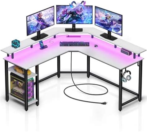 Amazon Aheaplus L Shaped Gaming Desk With Led Lights Power