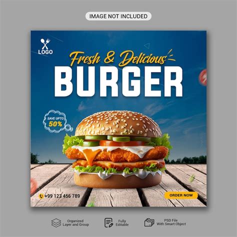 Premium Psd Delicious Burger And Food Menu Social Media Banner Template