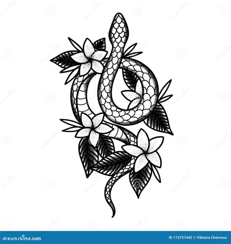 Snake Doodle Icon, Traditional Tattoo Illustration Stock Illustration ...