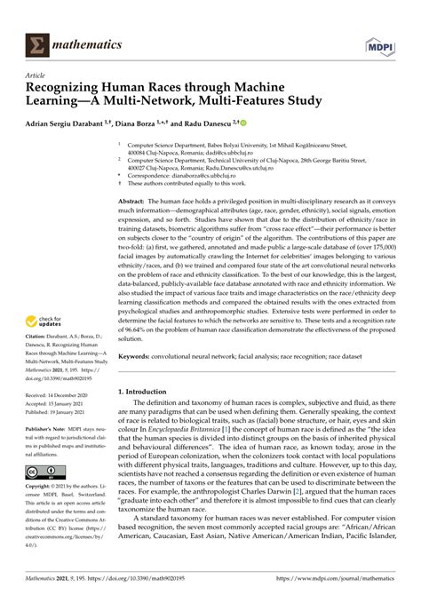 Pdf Recognizing Human Races Through Machine Learning—a Multi Network