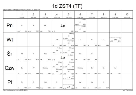 Plan Lekcji Po Zmianach Technikum Im św Józefa