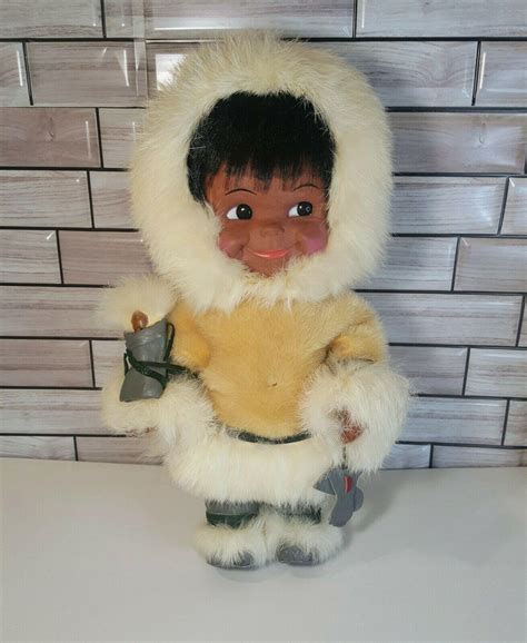 Vintage S Regal Eskimo Inuit Doll Real Leather Fur Made In Canada