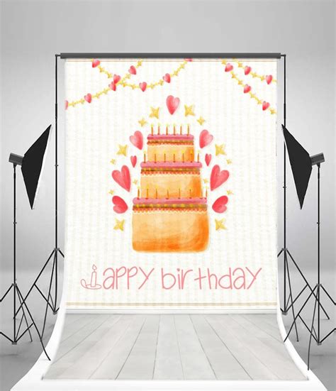 Mohome Girls Birthday Backdrop 5x7ft Cartoon Cake Sweet Heart Wallpaper