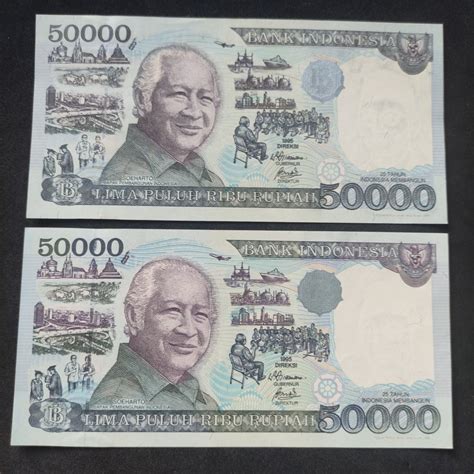 Jual Uang Kuno 50000 Rupiah Kertas Suharto 1995 Aunc Shopee Indonesia