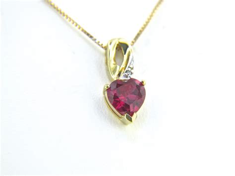 Beautiful Heart Shaped Ruby & Diamond Pendant!! 10k Yellow Gold! | eBay