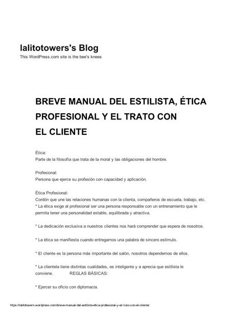 PDF Breve Manual Del Estilista Ética Profesional y El Trato Con El