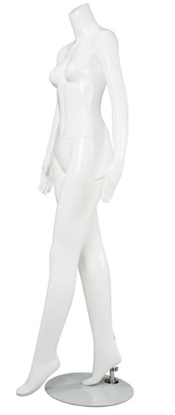 Female Mannequin Glossy White Headless Changeable Heads Legs Crossed