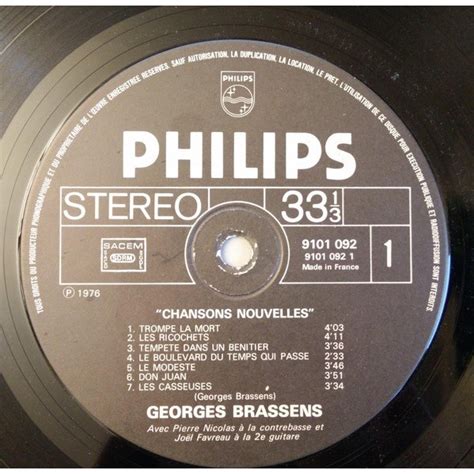 Nouvelles Chansons Trompe La Mort De Brassens Georges 33T Chez