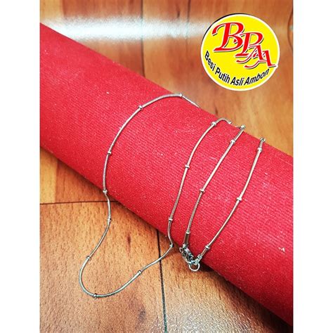 Jual Kalung Belut Bola Ukuran 0 8ml Besi Putih Asli Ambon Shopee