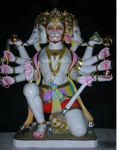 Marble Human Statue Marble Handicraft Panchmukhi Hanuman Ji Statue