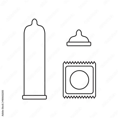 Outline Of Condoms Icons Vector Illustration Stock Vector Adobe Stock