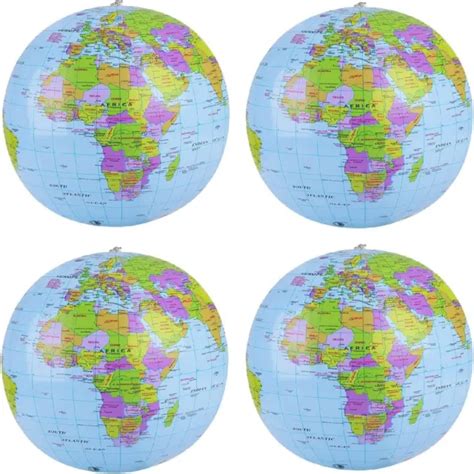 4X 40CM INFLATABLE Globe World Map Earth Blow Up Atlas Geography Beach