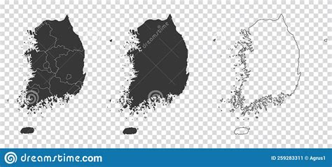 Set Of Maps Of South Korea Vector Illustrations Stock Vector