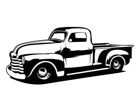 Old Silhouette Classic Truck Logo Showing From The Side Isolated White Background Vector