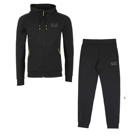 Emporio Armani Ea7 Cotton Hooded Zip Up Black Tracksuit Clothing From N22 Menswear Uk