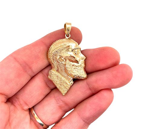 Mens K Solid Yellow Gold Nipsey Hussle Head Face Pendant Etsy