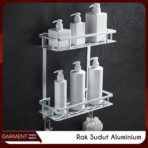 Jual Rak Sudut Kamar Mandi Aluminium Tingkat Sabun Dinding Gantung