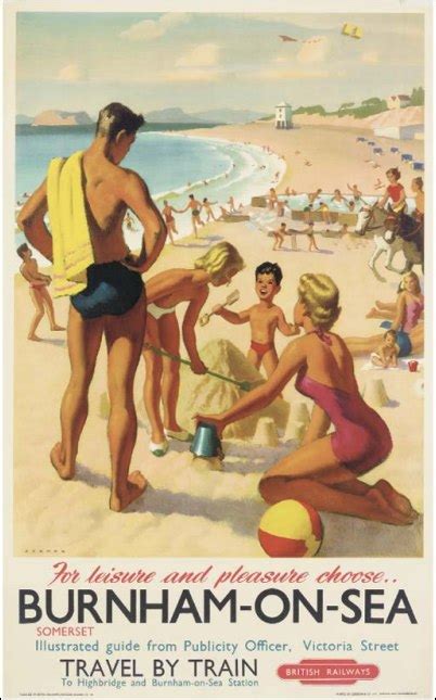 Vintage Burnham On Sea Beach Poster Up For Auction In London