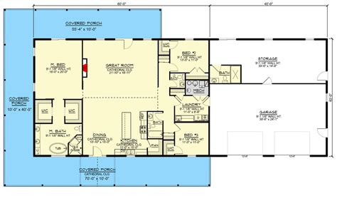 2400 Square Foot One Story Barndominium Style Home Plan Architectural