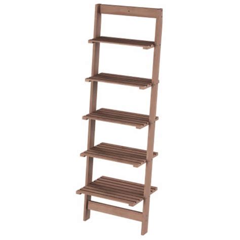 Lavish Home Five Tier Ladder Style Wooden Storage Bookshelf Display