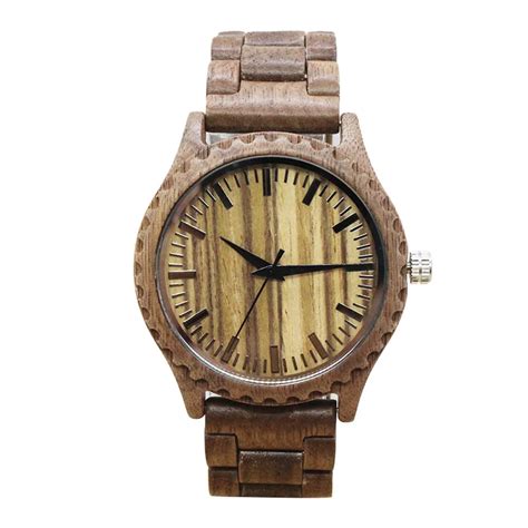 Tjw Fashion Nature Wood Wrist Watch Analog Sport Bamboo Black Men Wooden Watch Leather Women