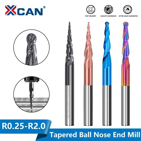 Xcan Milling Cutter Flute Tapered Ball Nose End Mill Radius R R