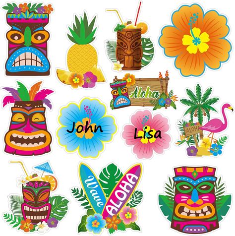 48 Pieces Tiki Cutouts Hawaii Cutouts Party Decorations