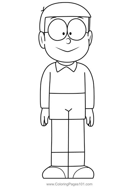 Nobita Standing Doraemon Coloring Page for Kids - Free Doraemon ...