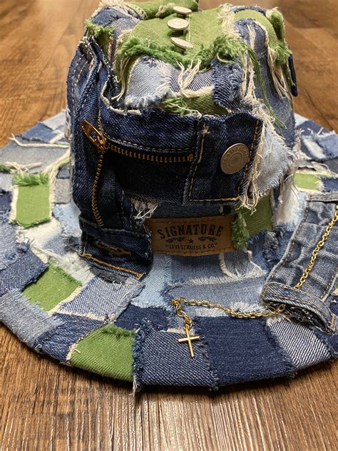 Custom Patchwork Denim Fedora Etsy