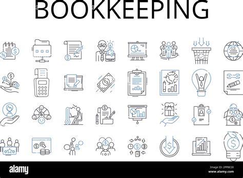 Bookkeeping Line Icons Collection Accounting Taxation Financial