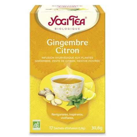 Infusion Gingembre Citron Infusettes Yogi Tea Tisane Revitalisante