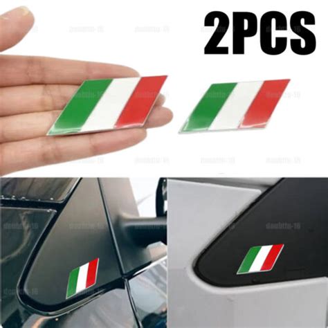 2Pcs Italy Flag Logo Stickers Car Side Fender Emblem Badge Decal