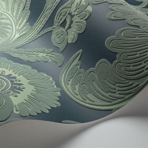 Fanfare Flock Wallpaper Cole And Son Duck Egg Cole And Son