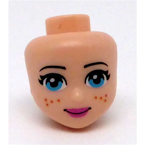 Lego Light Flesh Minidoll Head With Medium Azure Eyes Freckles Bright