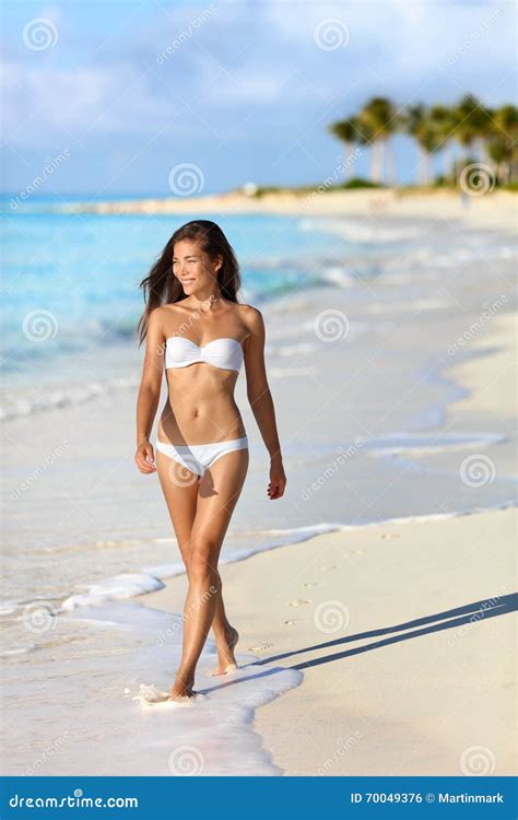 Asian Bikini Woman Walking On Beach Holidays Stock Photo Image Of