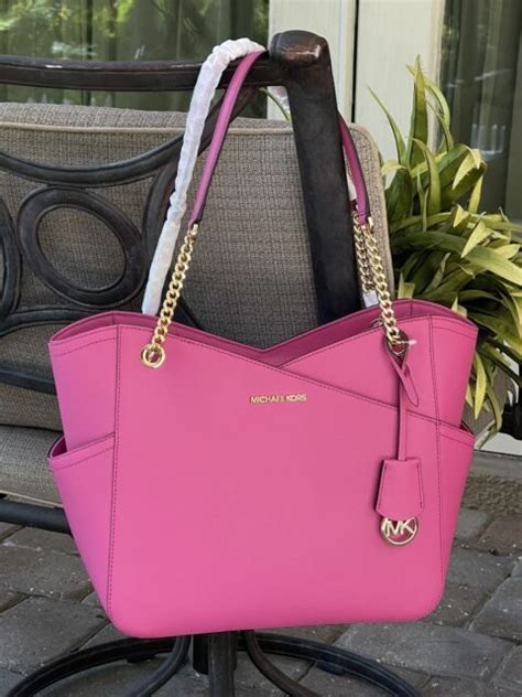 Michael Kors Jet Set Large Saffiano Leather Shoulder Bag French Pink 35f1gtvt3l For Sale