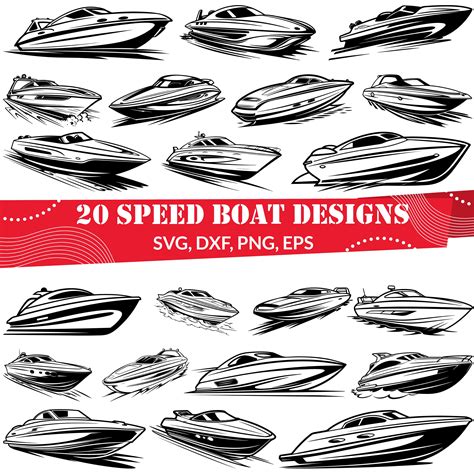 Speed Boat Svg Bundle Speed Motorboat Svg Speed Boat Dxf Speed Boat