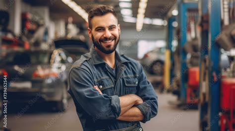 A Happy And Proud Mechanic Adorned In A Work Uniform Poses In Front