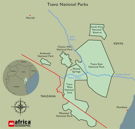 Map Of Tsavo East And West National Park Kenya Margaret Weiss