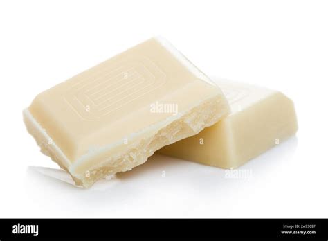 White Chocolate Blocks Isolated On White Stock Photo Alamy