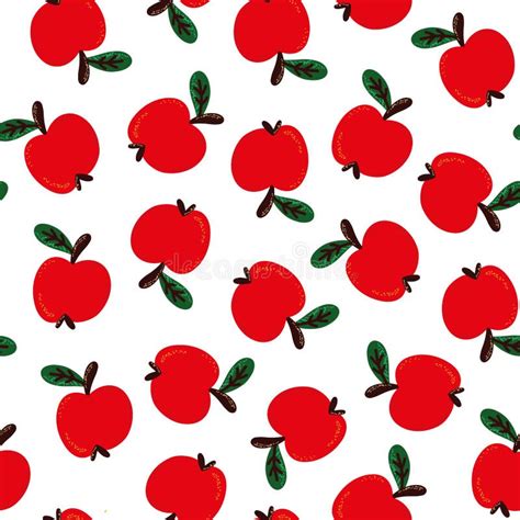 Seamless Pattern With Red Apples On A White Background Stock Vector