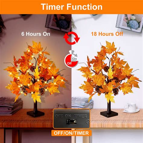 Cke 24 Inch Artificial Fall Tree Lighted Maple Tree Battery Usb