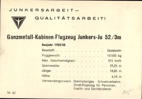 Ansichtskarte Postkarte Junkers Ju M Ganzmetall Akpool De