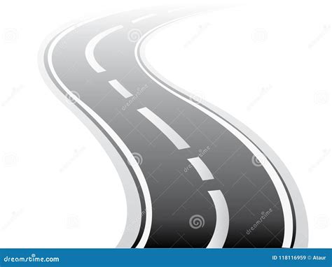 Asphalt Winding Road With Road Signs Infographics Template With