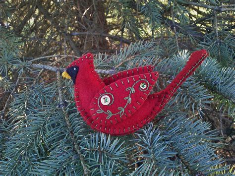 Wool Felt Cardinal Ornament Cardinal Christmas Ornament Etsy